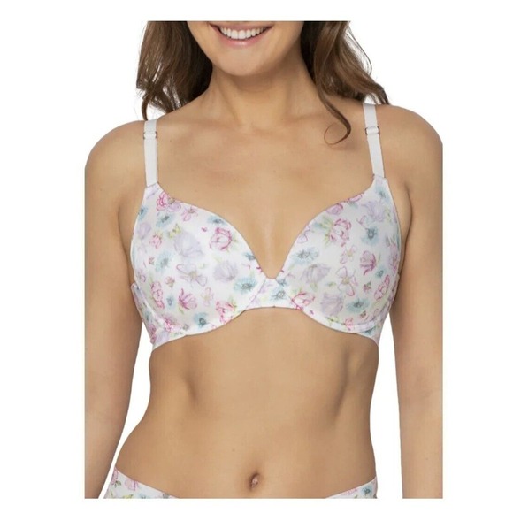 Secret Treasures 38DDD Women's Back Smoothing T-Shirt Underwire Bra Flora Medley - Picture 1 of 6